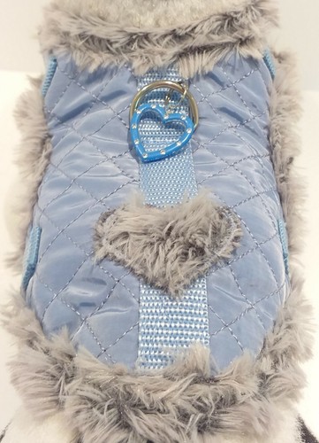 Pettorina morbida calda foderata pettorina pettorina cane blu chiaro collare XS-M - Foto 1 di 4