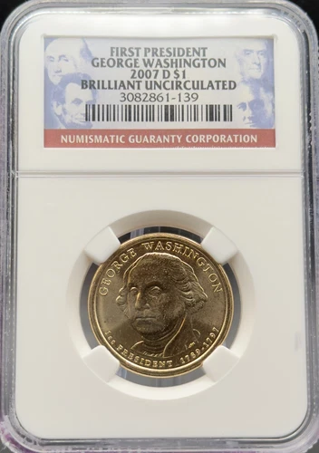 2007-D $1 George Washington Presidential Dollar NGC Brilliant Uncirculated