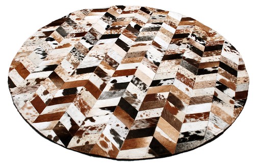 Cowhide Round Patchwork Carpet Handmade Cowhide Carpet Home Décor Cow Skin 39 - Picture 3 of 5