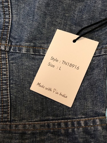 Japna Blue Denim Crop Tank Top Sz L Sweaheart Neckline Button Down Elastic Back - Picture 10 of 10