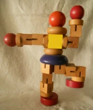 Vintage Maxim Enterprises 7" Wooden Toy Pre - Transformer Posable