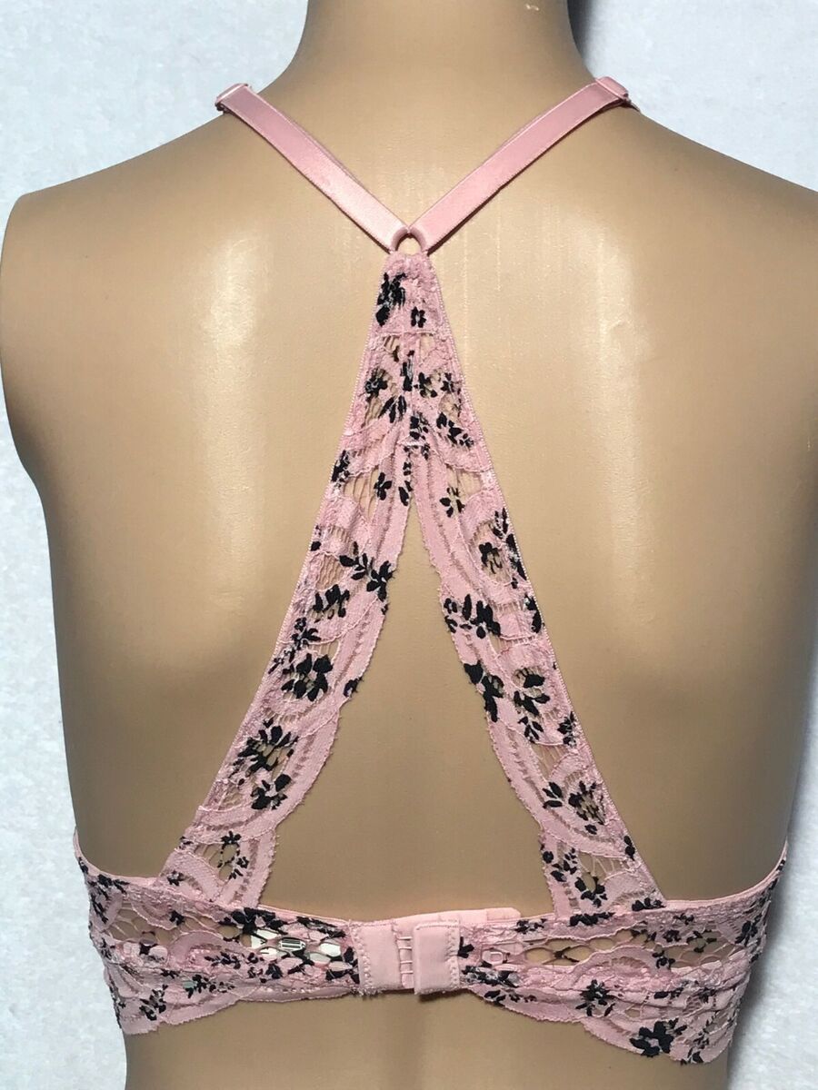 Victoria's Secret PINK Lace High Neck Push Up Bra Bralette Pastel Tie Dye  XS