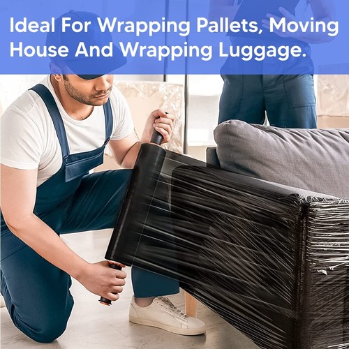 Envoltura de palet núcleo extendido negro retráctil película adhesiva elástica rollo 400mmx200m 20mu - Imagen 5 de 5