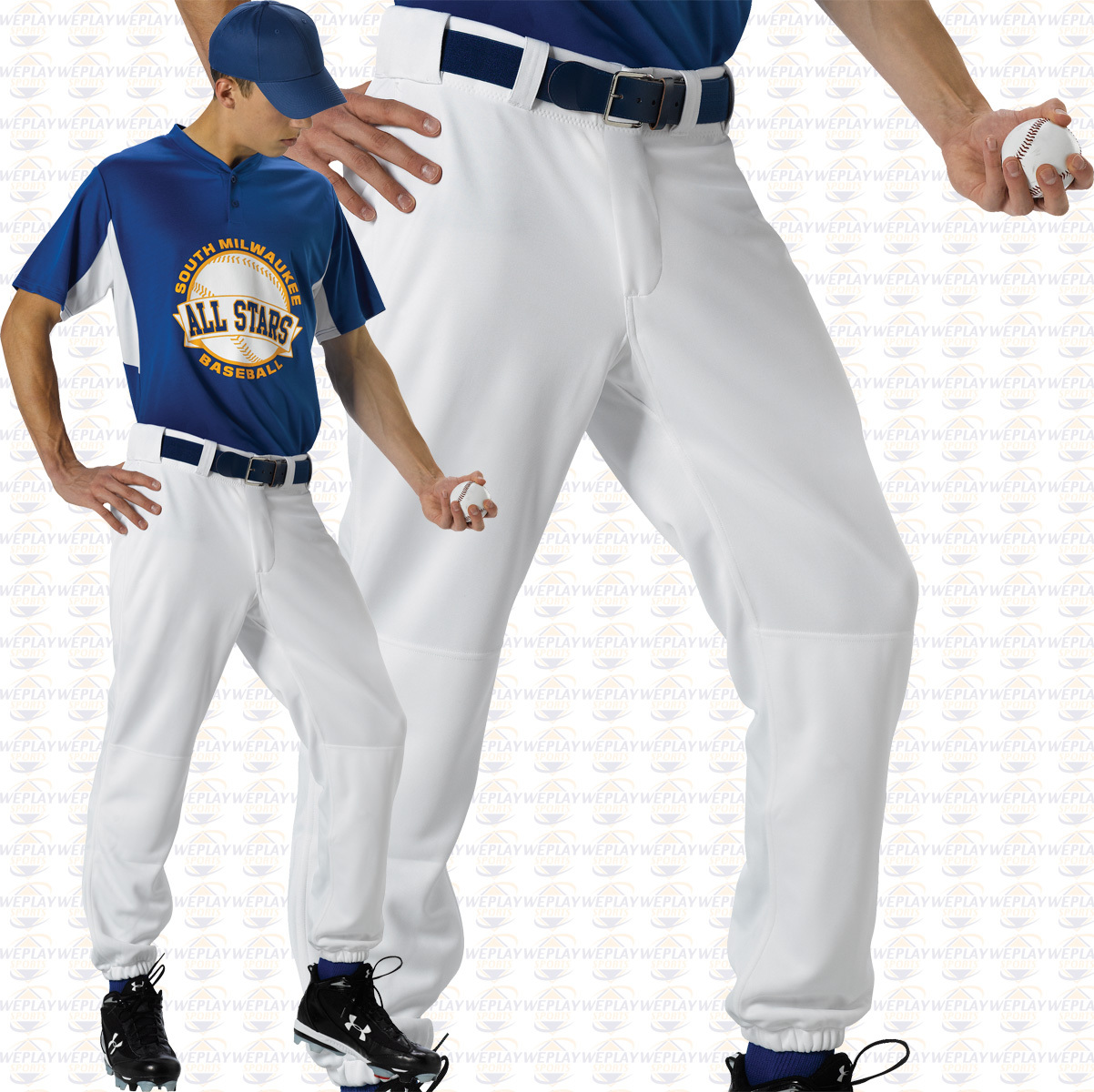 Alleson Adult Mens Ankle Length Baseball Pants W/ Elastic Bottoms 605P
