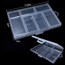 2 Pcs Clear Plastic Organizer Box Case 6 Grids Jewelry Craft Storage Container
