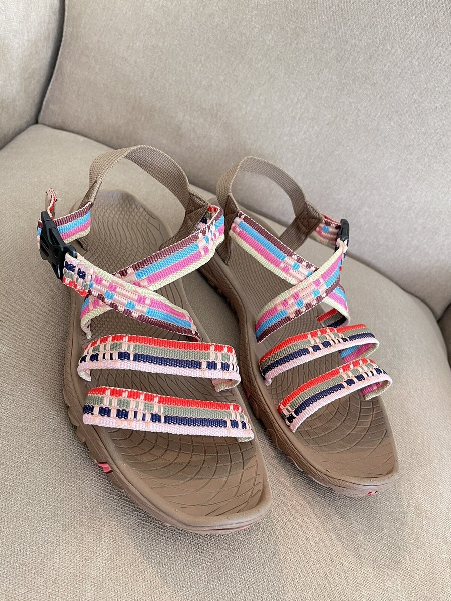 Women’s Boho Strappy Hiking Sandals Bohemian Multicolor Cute 9/10 Womens