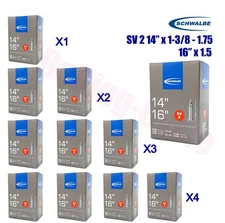 1 pack to 4 pcack Schwalbe SV2 Presta Valve Inner Tube - 14 x 1.25 - 16 x 1.50