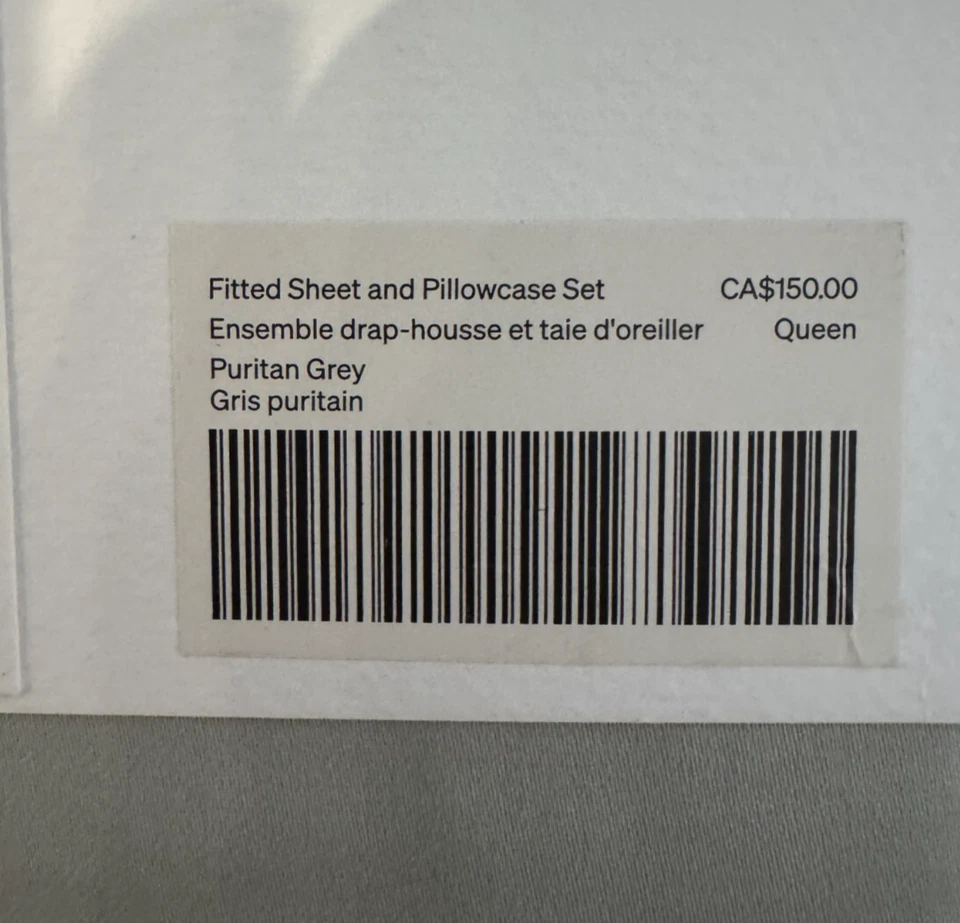 Juego de sábanas ajustables y funda de almohada Kotn Queen - Gris puritano - TOTALMENTE NUEVO Foto 4 de 4