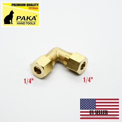 10 PCS    1/4'' OD 90º Compression Union Elbow ,BRASS COMPRESSION FITTING