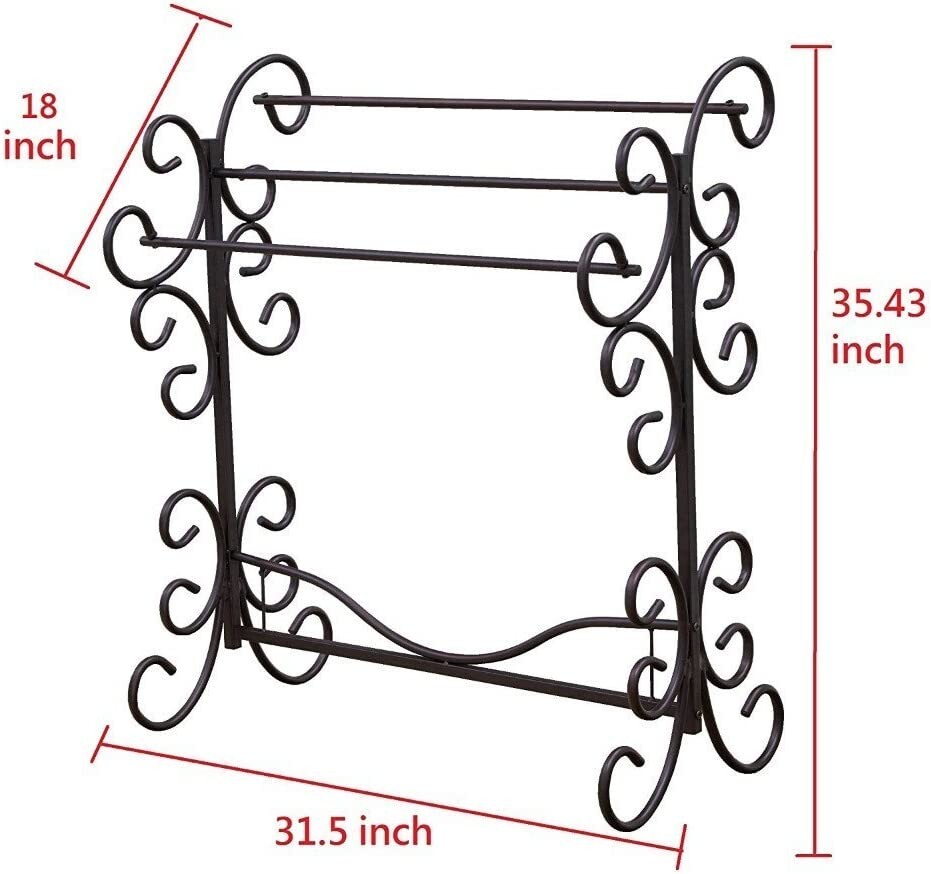 BLANKET RACK Metal Scroll Iron Towel Holder Quilt Black Vintage Style Home Stand eBay