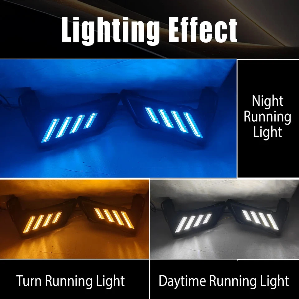 Par de luces antiniebla secuenciales intermitente parachoques LED DRL para Nissan Rogue 2017-2020 Foto 2 de 4