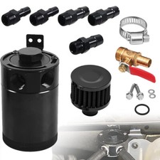 Oil Catch Can Kit Reservoir Tank Engine Black Polish Baffled Universal Aluminum