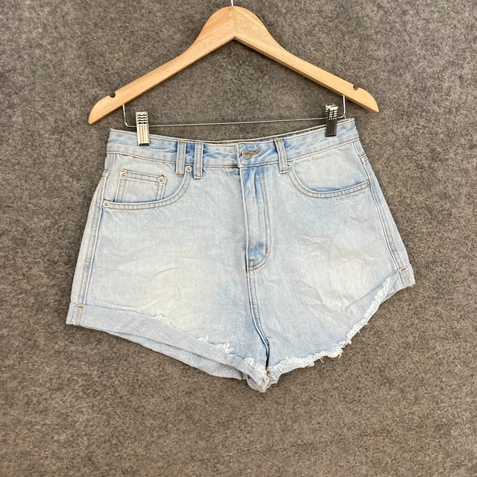 Pantalones cortos de mezclilla para mujer Insight talla 30 cintura alta cremallera dobladillo crudo 15929 Foto 3 de 4