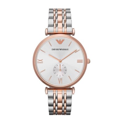 EMPORIO ARMANI RETRO AR1677 SILVER/ROSE GOLD/WHITE CHRONOGRAPH