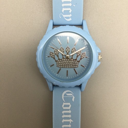 Juicy Couture Watch Women 40mm Blue Tone Tag Silicone Logo Dial New Battery - Picture 7 of 16
