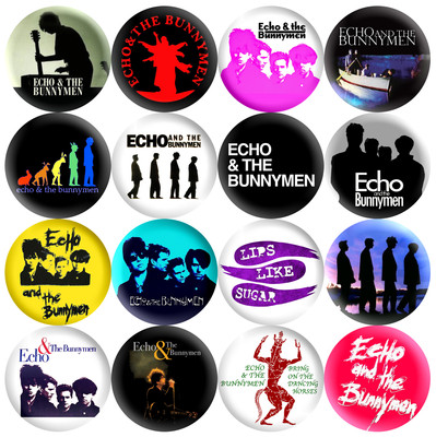 ECHO & THE BUNNYMEN 80's Music 1.5'' Pinback Buttons New Wave Post Punk, 16 Pins