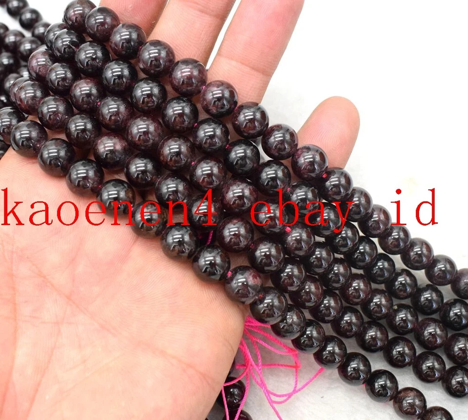 Wholesale 8/10/12mm Dark Red Garnet Round Gemstone Loose Beads 15'' AAA - Image 2 of 4