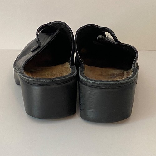 Naot Mule Clogs Black Leather Slip On Comfort Shoes Wedge Womens Size 9 EU 40 - Picture 6 of 12