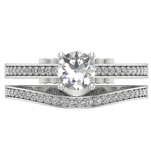 Anello da sposa abbinato laboratorio matrimonio coltivato VS F 1,10 ct diamante tondo oro rosa 10 carati - Foto 6 di 8