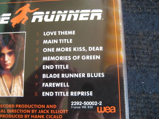 CD  Original Sound Track  BLADE RUNNER  WEA 2292-50002-2  First Print  OST - Bild 4 von 4
