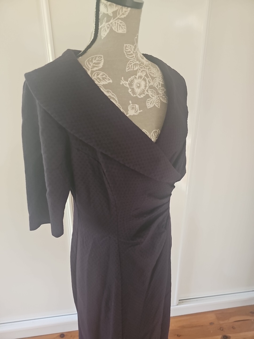 Anthea Crawford Size 12 Fully Lined, Blue Pin Up Style Dress Excellent