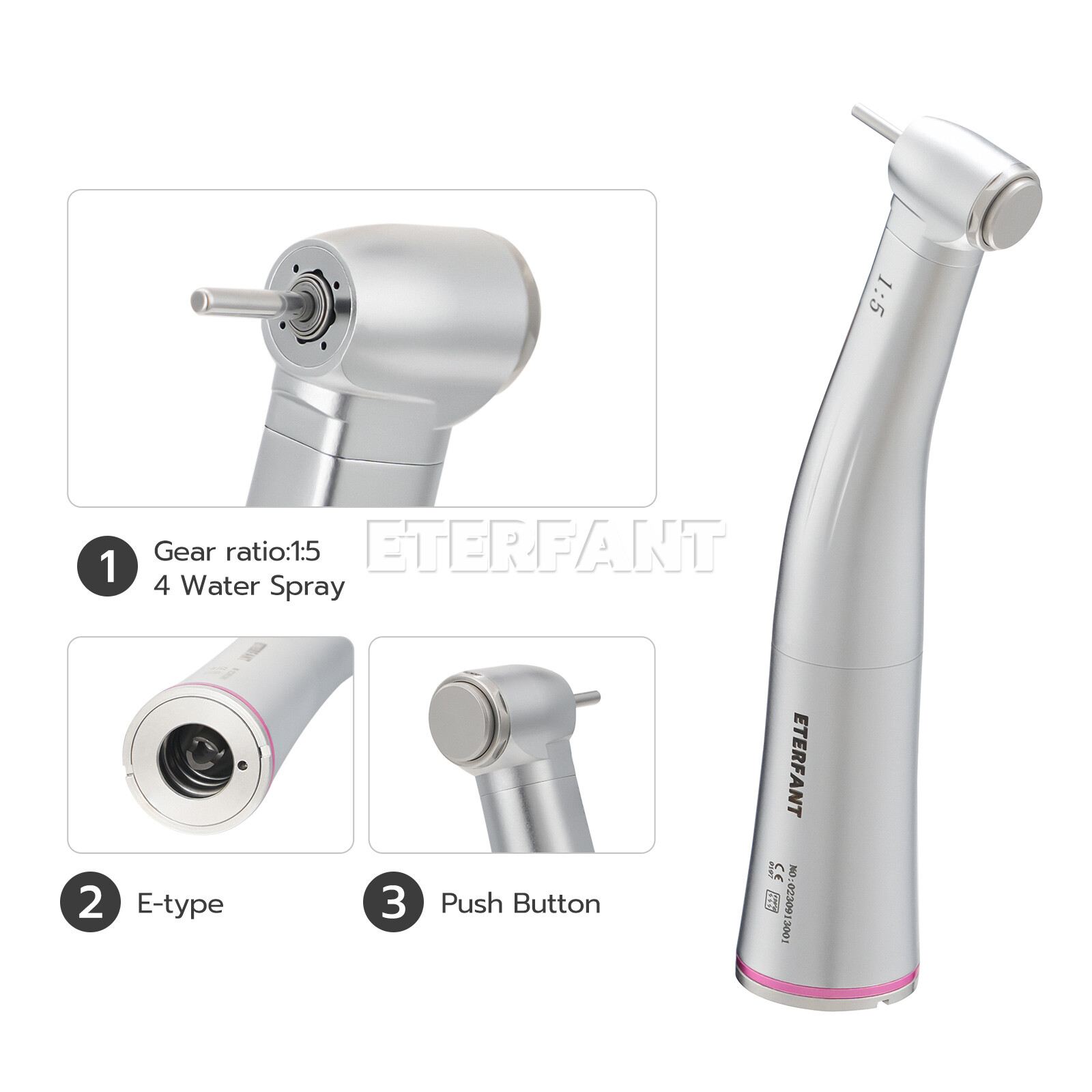 NSK Style Dental 1:1/1:5/20:1 Fiber Optic LED Increasing Contra Angle Handpiece