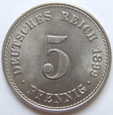 Pièce Allemande Empire Allemand 5 Pfennig 1899 A En Uncirculated
