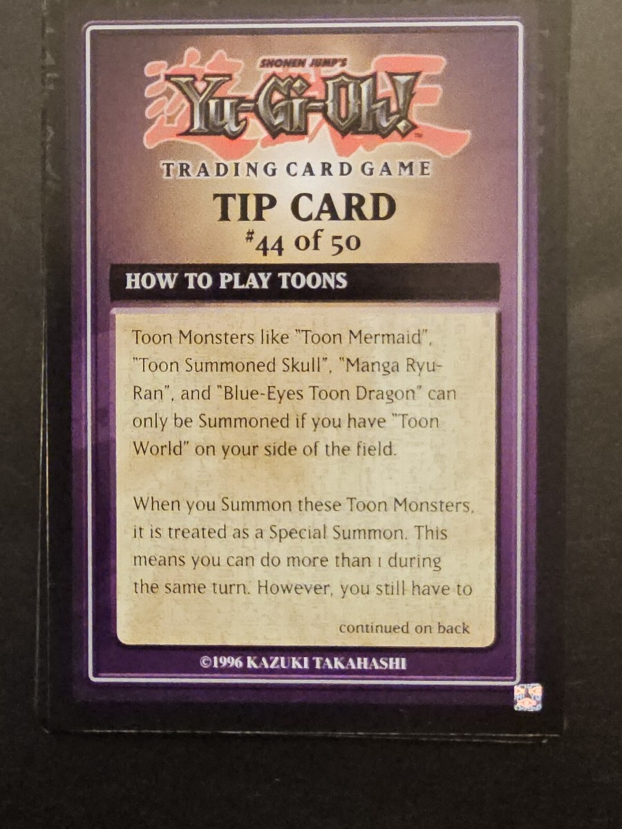 yugioh tip cards Runick - TAMA-EN029 - Tactical Masters featuring the Tip of the Tinying Tongue design. YUGIOH TIP CARDS #'s 8