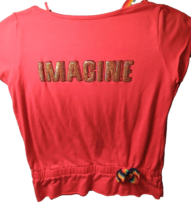 Cool Hot Pink Sequin "Imagine" Short Sleeve Top by 365 Kids , Girls Size 10
