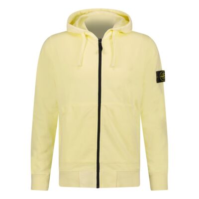 Stone Island Badge Zip Hooded Sweatshirt Yellow