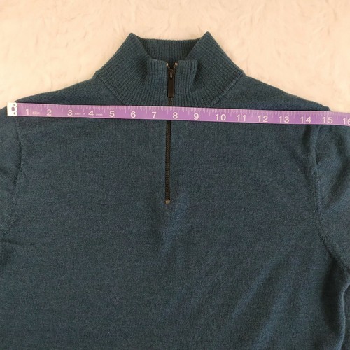 /artefact/ Pullover Sweater Men's Medium Dark Teal 1/4 Zip 100% Merino Wool - Picture 9 of 11