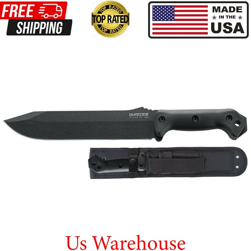 KaBar BK9 Becker Combat Bowie Fixed Blade Knife with Sheath BK9