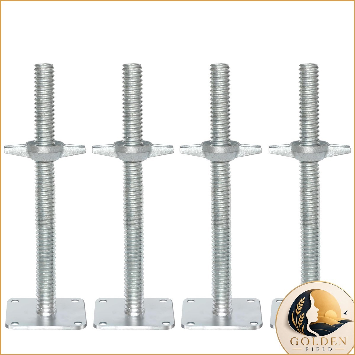 12" Scaffolding Galvanized Adjustable Leveling Jack with Base Plate 4 Pack