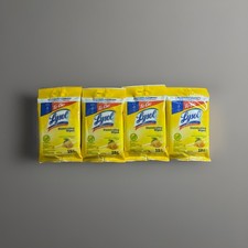 Lot Of 4 Lysol To Go Disinfecting Wipes Flatpack Lemon  Lime Scent, 15 Ct. Each
