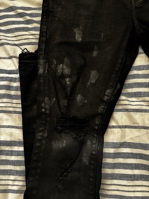 Purple Brand Black Distressed Skinny Slim Fit Denim Jeans Logo