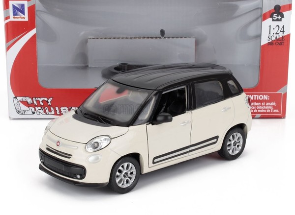 Newray 1/24 Fiat 500L City 2013 Weiss Modellbau Statisches Modell Diecast-image