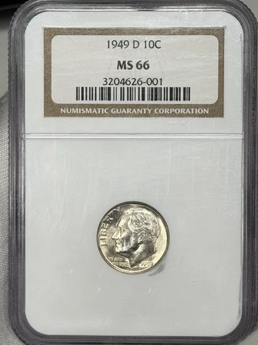 1949-D 10c Roosevelt Silver Dime NGC MS66 90% Silver Denver Ten Cents US Coin