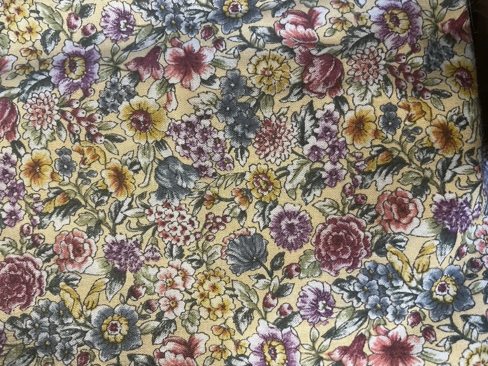Vintage Marcus Brothers Yellow Floral Cotton Quilting Fabric BTHY - product detail image 3
