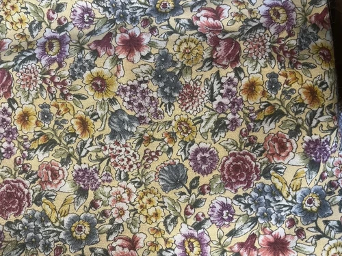 Vintage Marcus Brothers Yellow Floral Cotton Quilting Fabric BTHY image 3