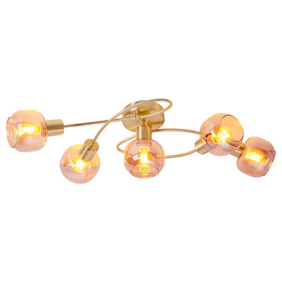 Deckenleuchte Libby 5-flammig - Klarglas / Eisen - Gold