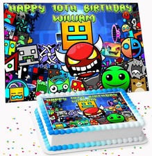 CUSTOM GEOMETRY BIRTHDAY PERSONALISED ICING EDIBLE COSTCO CAKE TOPPER GC-791