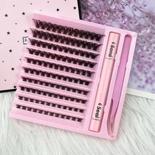 DIY Lash Extension Kit Individual Eyelash Extension 120pc Cluster Lashes Tweezer