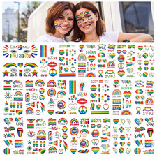 220 Pride Temporary Tattoos 20 Sheets Rainbow Stickers LGBTQ Parade Accessories
