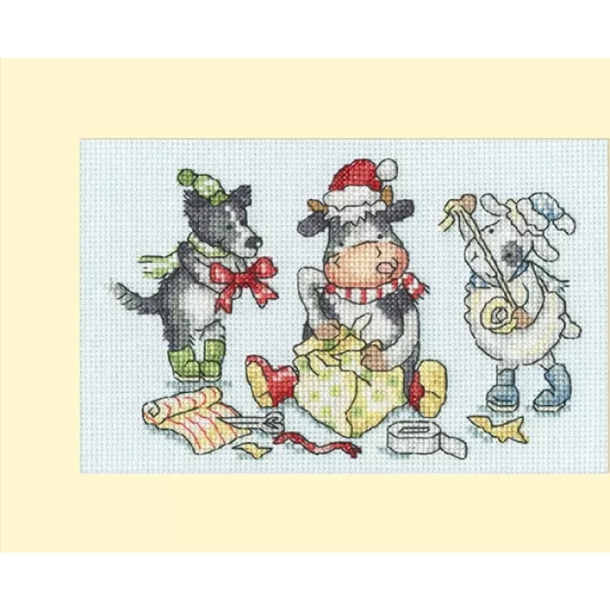Bothy Threads  greating card counted cross stitch kit ""Wrap, Ribbon, Gift!"", XMA