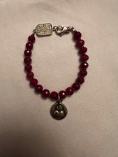 King Baby Red and Silver Beaded Bracelet with Silver Flaming Heart Pendant