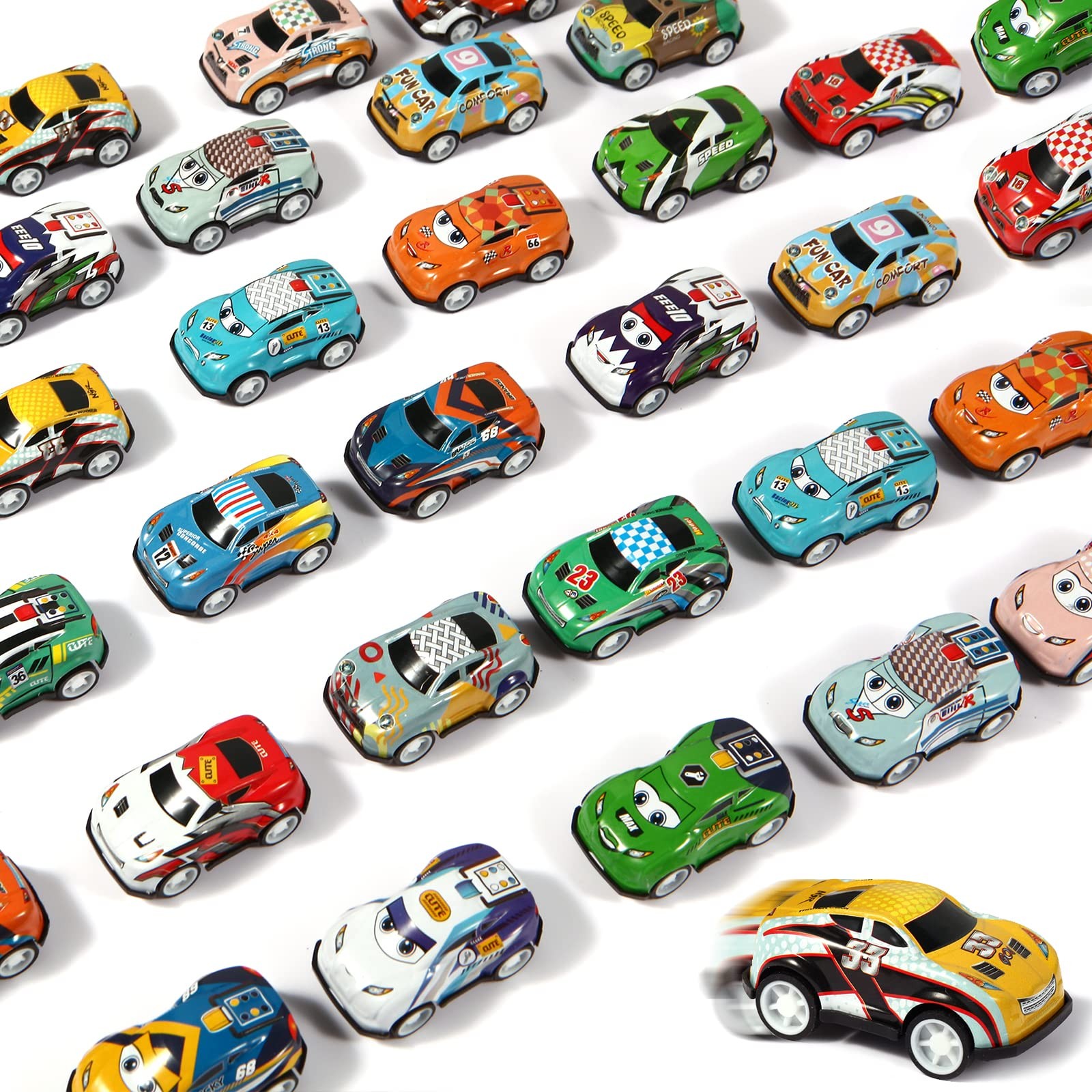 36PCS Mini Pull Back Cars for Kids Toddlers 3-5 4-8 Years Old, Race Cars Party F
