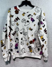 Peanuts Snoopy Charlie Brown Gang White Multi Color Sz M Sweatshirt
