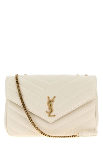SAINT LAURENT Lou Lou White Beige Leather Shoulder Bag New & Authentic