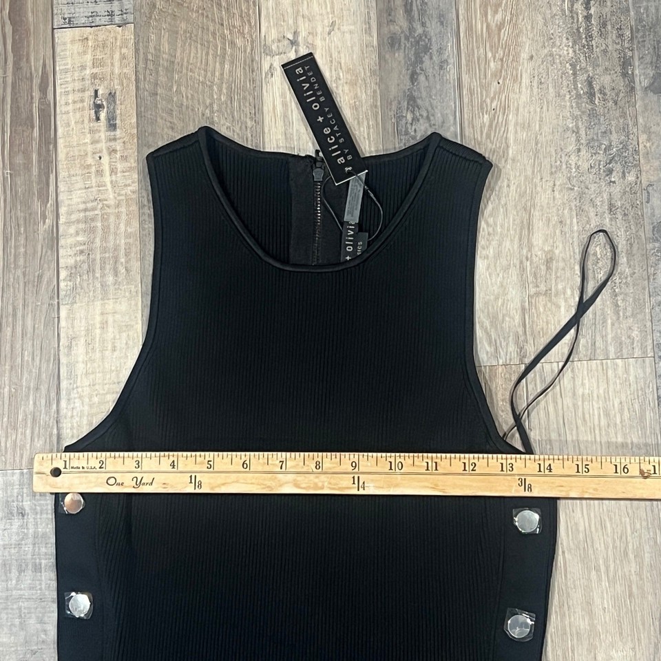 Alice Olivia Lalilta Black Racerback RIbbed Tank Dress | Size Medium | eBay