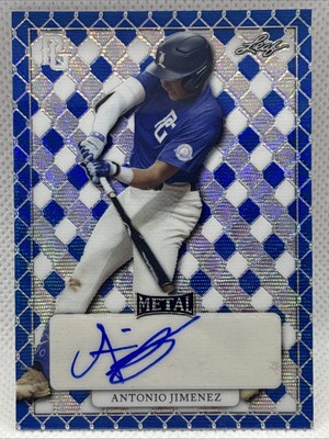 2022 LEAF PERFECT GAME SHOWCASE ANTONIO JIMENEZ BLUE WAVE REFRACTOR AUTO 3/8
